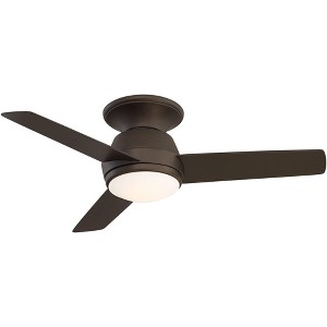 44" Casa Vieja Marbella Breeze Modern Indoor Hugger Ceiling Fan with Dimmable LED Light Remote Control Bronze Opal Glass for Living Room Kitchen House - 1 of 4