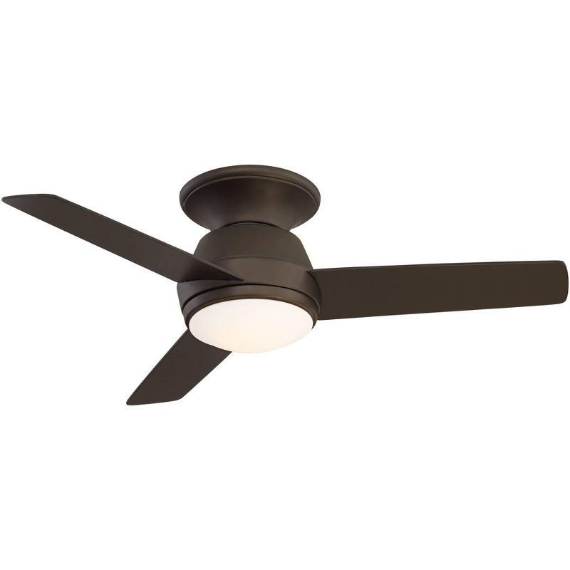 44" Casa Vieja Marbella Breeze Modern Indoor Hugger Ceiling Fan with Dimmable LED Light Remote Control Bronze Opal Glass for Living Room Kitchen House, 1 of 9