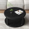 31.5" Solid Wood Round Coffee Table with Two-Tier Storage, Sturdy Construction, and Elegant Beaded Trim for Living Room or Sofa Side Use - 3 of 4