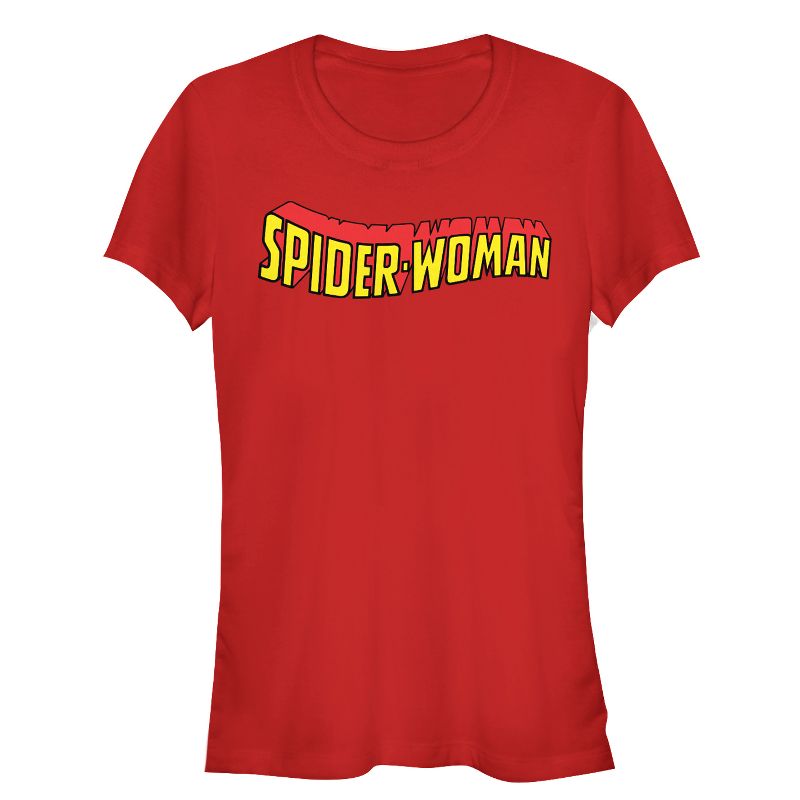 Juniors Womens Marvel Spider-Woman Logo T-Shirt, 1 of 4