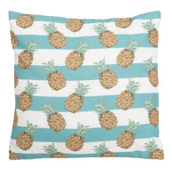 Indoor/Outdoor Pari Pineapple Pillow - Teal/White - 18" x 18" - Safavieh .