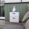 GlasFlength Nightstands Modern Nightstand Bedroom Nightstand Elegant Bedside Table with 2 Drawers for Living Room, White, 15"*12.7"*18.5" - 2 of 4