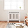 vidaXL Radiator Cover Heating Cabinet 44.1"- White MDF, Easy Assembly, Modern Slatted Design, Additional Shelf Space - 3 of 4