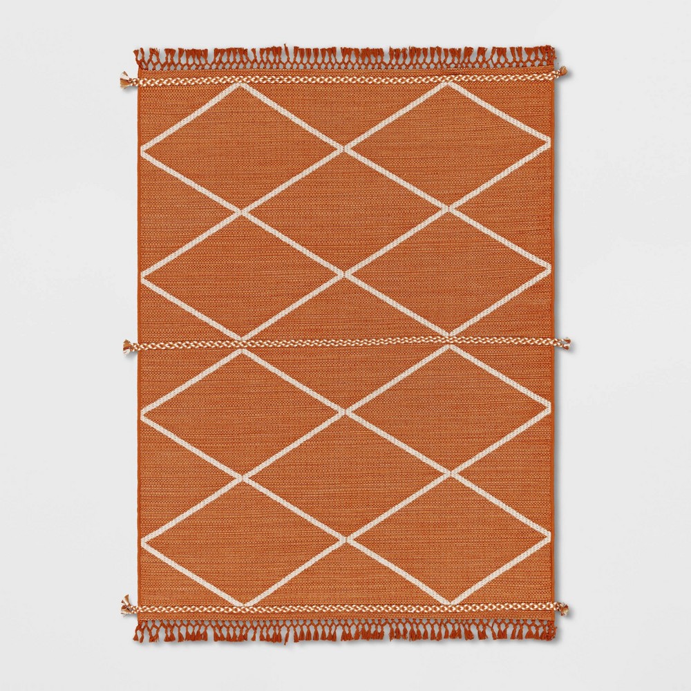 Photos - Area Rug 7' x 10' Woven Tapestry with Braid Outdoor Rug Orange - Threshold™