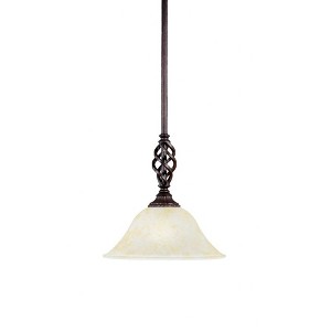 Toltec Lighting Elegante 1 - Light Pendant in  Dark Granite with 10" Amber Marble Shade - 1 of 1
