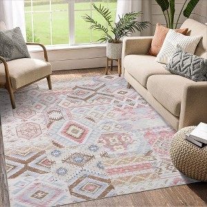 Vintage Area Rug Bohemian Washable Rug Soft Low Pile Rugs for Living Room Bedroom Dining Room - 1 of 4