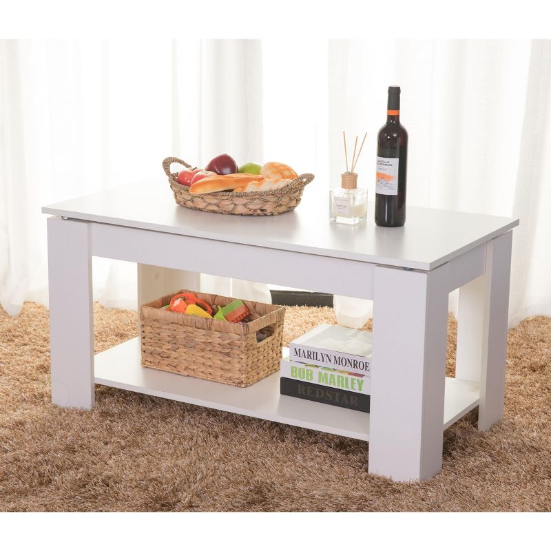 Basicwise Modern Wood Coffee Table with Lift Tabletop, 3 of 7
