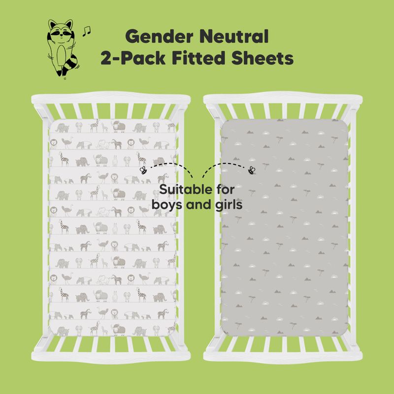 KeaBabies 2pk Soothe Fitted Crib Sheets Neutral, Organic Baby Crib Sheets, Fits Standard Nursery Baby Mattress, 6 of 11