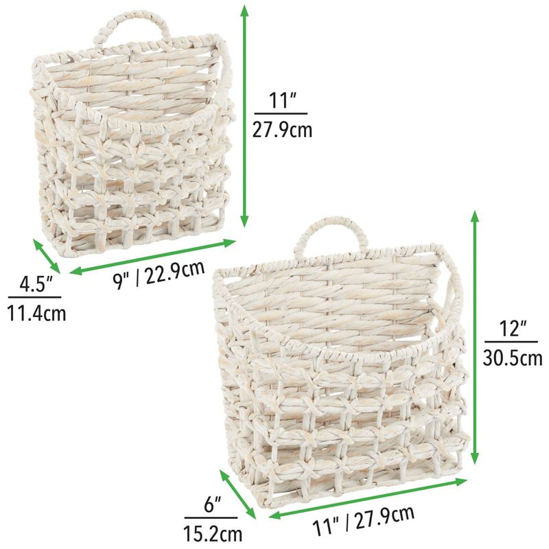 mDesign Woven Water Hyacinth Hanging Wall Storage Basket - Set of 2, 4 of 13