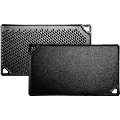 "Attop Double-Sided Cast Iron Grill - 9.5×16.75 Inch Pre-Seasoned Non-Stick Surface, Suitable for Multiple Scenarios "