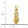 Black Bow Jewelry 14k Yellow Gold Textured Flip Flop Pendant, 6 x 22mm (1/4 x 7/8 Inch) - 4 of 4