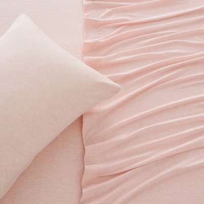 Blush Pink Full Cotton Blend Jersey Knit Sheet Set