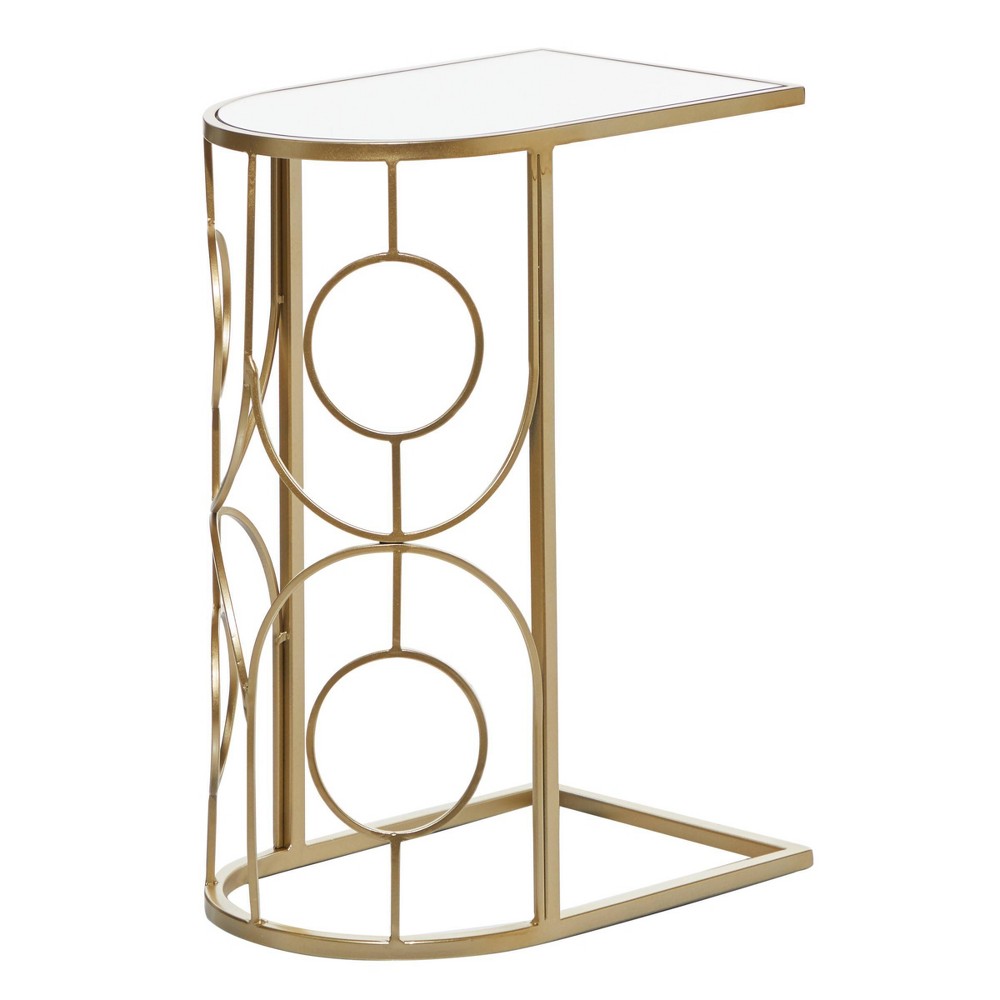 Photos - Coffee Table Contemporary Mirrored Accent Table Gold - Olivia & May: No Assembly, Indoo