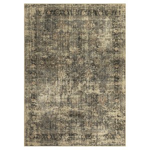 Vintage Distressed Floral Print Area Rugs for Living Room Bedroom, Washable Soft Retro Accent Floor Carpet, Non Slip Throw Mat - 1 of 4