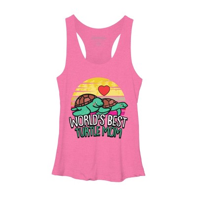 Women's Design By Humans World's Best Turtle Mom Retro Stripes By animalshop Racerback Tank Top