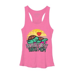 Women's Design By Humans World's Best Turtle Mom Retro Stripes By animalshop Racerback Tank Top - 1 of 2