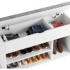 Shoe Storage Bench with Cushion, Entryway Bench with Lift-Top Storage Box and 2 Tiers Open Shoe Rack, Wooden Shoe Bench for Entryway, Bedroom - 4 of 4