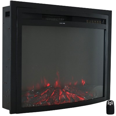 Sunnydaze 28-in Contemporary Comfort Indoor Electric Fireplace Recessed Insert with LED Lights - Black Finish