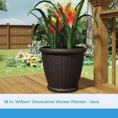 Java Brown Resin Wicker Round Indoor/Outdoor Planter Set