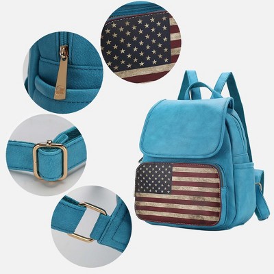 MKF Collection Patriotic Americana Backpack Bag – Fourth of July Vegan Leather Travel Backpack, Regina | MKF Collection by Mia K - Black — фото 4