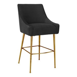 TOV Furniture Beatrix 25.6" Transitional Velvet Counter Stool in Pleated Black - 1 of 4