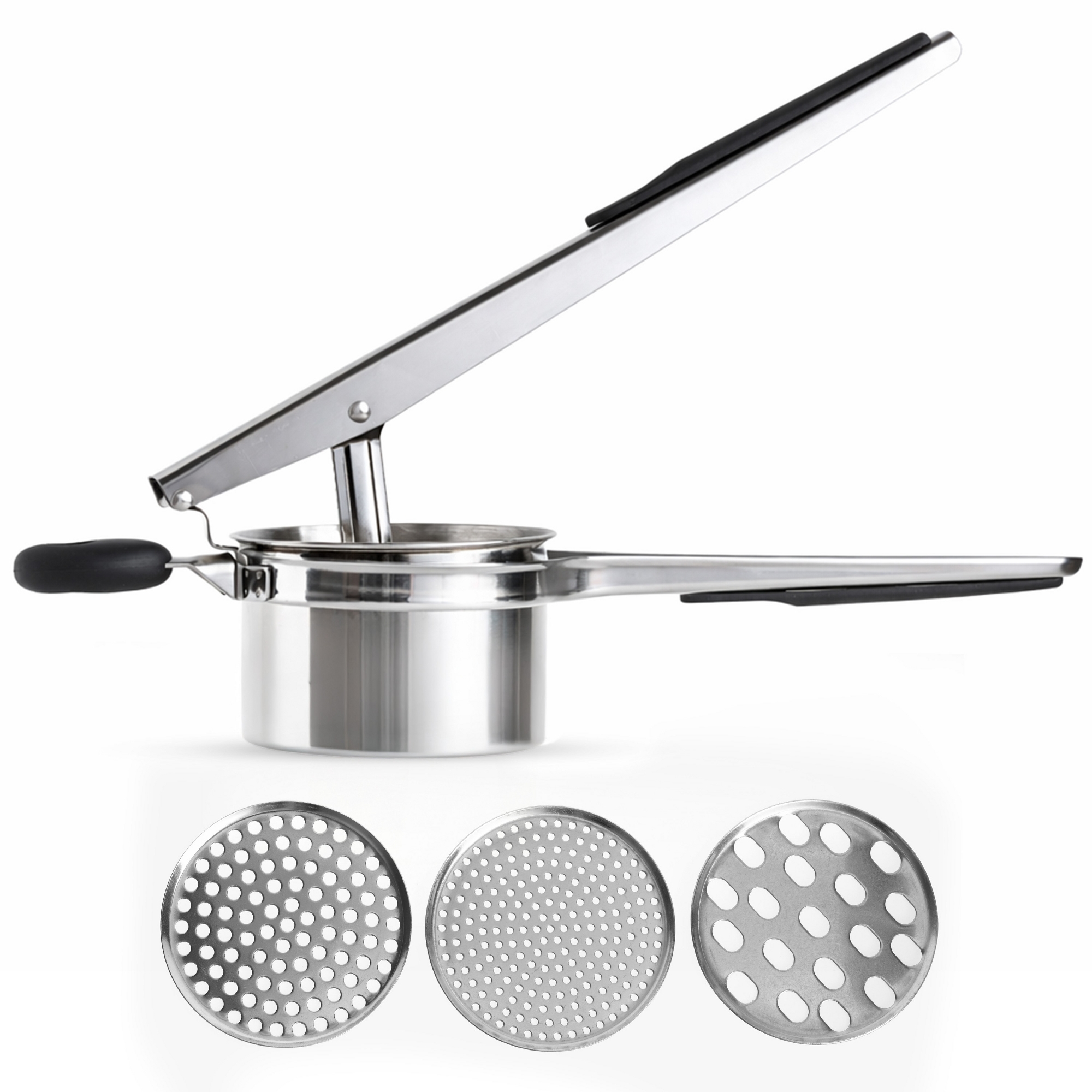 15oz Potato Ricer, Heavy Duty Stainless Steel Potato Masher and Ricer Kitchen Tool, Nonslip Handle, Press and Mash Kitchen Gadget