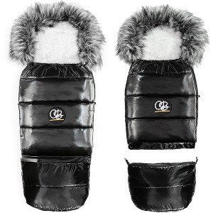 Cover Baby 0-3 Years Organic Premium Gray Wool Adjustable Footmuff in Satin Black - 1 of 4