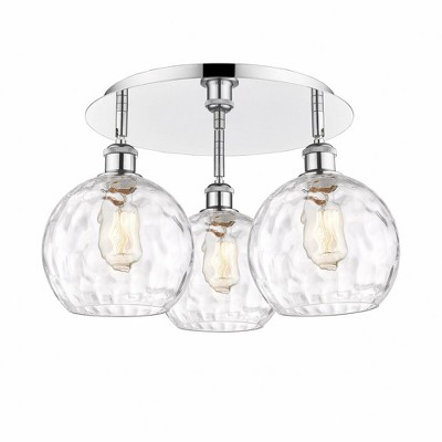 Athens Water Glass - 3 Light Flush Mount In Industrial Style-10.38 Inches Tall and 19.75 Inches Wide