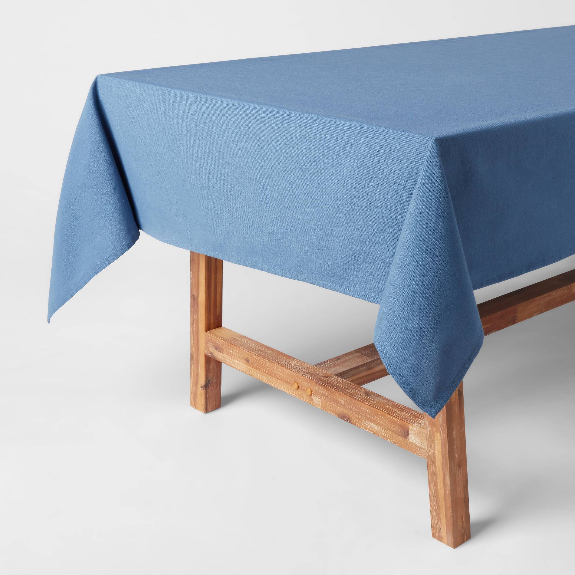 84" x 60" Cotton Tablecloth Blue - Threshold™: Traditional Rectangle, Machine Washable, Autumn Decor, OEKO-TEX Certified