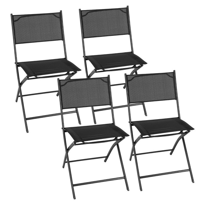 Costway Set of 4 Outdoor Patio Folding Chairs Camping Deck Garden Pool Beach Furniture, 1 of 11