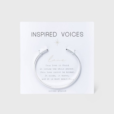 Silver Plated 'Love' Cuff Bangle - Silver