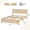 Full/Queen/King Platform Bed Frame, Full/Queen/King Size Bed Frame with Natural Rattan Headboard - 2 of 4