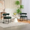 CAVINAS Boucle Dining Chairs Set of 2, Round Upholstered Kitchen Chairs with Half-Moon Backrest, Black Metal Legs - 2 of 4