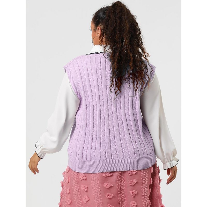 Agnes Orinda Women's Plus Size V Neck Knit Sleeveless Pullover Fashion Sweater Vests, 5 of 6