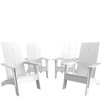 Merrick Lane Set of 4 Modern All-Weather Poly Resin Wood Adirondack Chairs