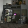 Whisen Full Size Loft Bed with L-shaped Multi-storage Desk, Storage Bench, LED light and USB Charging Station - 4 of 4