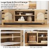 Whizmax 65" Boho TV Stand w/ Rattan Door & Adjustable Shelves - 2-Tier Media Console w/ 2 Cabinets, Living Room, Natural - 4 of 4