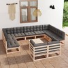 vidaXL Patio Furniture Set 12 Piece Outdoor Sectional Sofa Solid Wood Pine - Natural With Cushions - 2 of 4