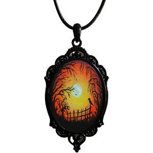 Gothic Bat Glass Pendant Necklace With Rope Chain For Punk Witch Victorian Jewelry Accessories - 1 of 4