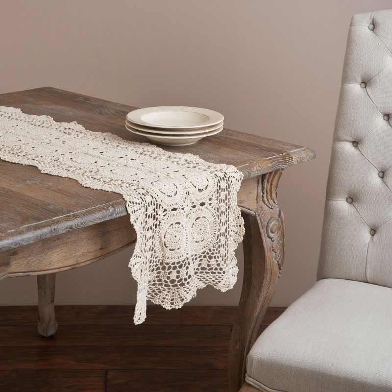 Saro Lifestyle Handmade Crochet Cotton Lace Table Linens, 1 of 3