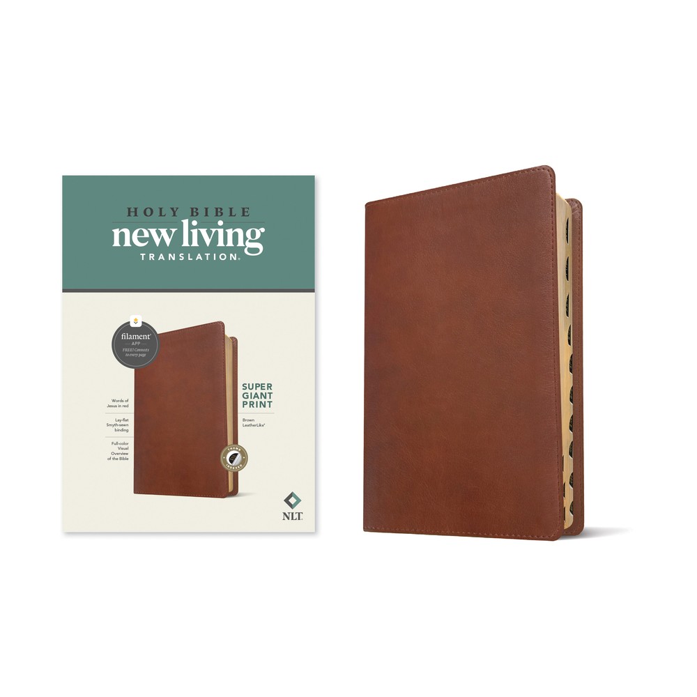 NLT Super Giant Print Bible, Filament Enabled (Leatherlike, Brown, Indexed, Red Letter) - (Leather Bound)