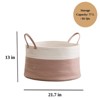 FONTOI Cotton Round Laundry and Storage Basket, Laundry Baskets for Home, Brown&White, 21.7"*13"*21.7" - 3 of 4