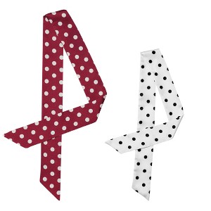 Allegra K Women's Skinny Silky Polka Dots Waistband Narrow Neck Scarf 2Pcs - 1 of 4