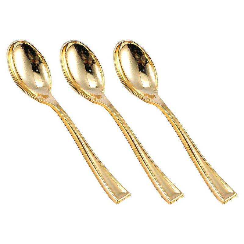 Smarty Had A Party Shiny Metallic Gold Mini Plastic Disposable Tasting Spoons (600 Spoons), 2 of 4