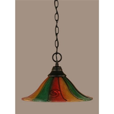 Toltec Lighting Any 1 - Light Pendant in  Matte Black with 14" Mardi Gras Shade