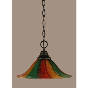 Toltec Lighting Any 1 - Light Pendant in  Matte Black with 14" Mardi Gras Shade - 1 of 1