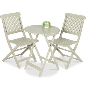 Best Choice Products 3-Piece Acacia Wood Bistro Set, Folding Patio Furniture w/ 2 Chairs, Table - 1 of 4