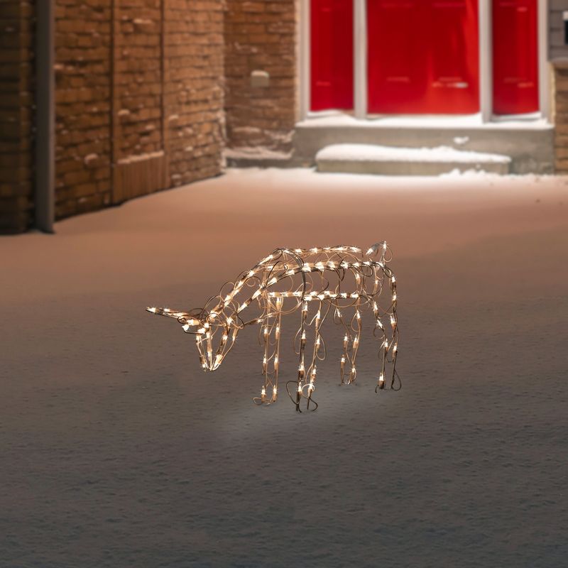 Northlight 25" Lighted White Feeding Reindeer Outdoor Christmas Yard Decoration, 2 of 10