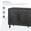 Lyngins Natural Wood Storage Cabinet with Carved Flower Doors, Versatile Kitchen Cabinet, Sideboard & Accent Cabinet for Living Room, Kitchen,Entryway - 4 of 4