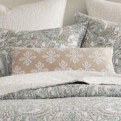 Assisi Beige and Cream Embroidered Rectangular Pillow